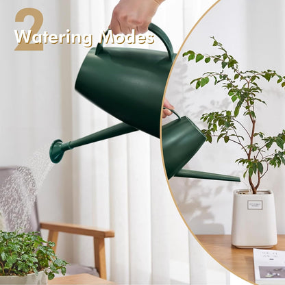 Watering Can for Indoor Outdoor Plants, Modern Small Watering Cans with Removable Nozzle, Long Spout Watering Can for Indoor Bonsai Plants Garden Flowers 1/2 Gallon 1.8L 60OZ (Dark Green)