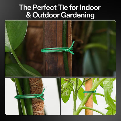 VIVOSUN Twist Ties, 164 ft (50m) PE-Coated Green Plant Ties with Cutter, Reusable & Flexible Tomate Ties for Plant Support, Indoor Outdoor Gardening, Cable Management, Home Office Organization