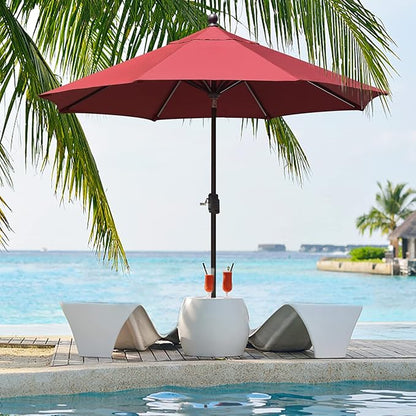 EliteShade USA 10-Year-Non-Fading 9Ft Market Umbrella Patio Umbrella Outdoor Table Umbrella with Ventilation, Burgundy