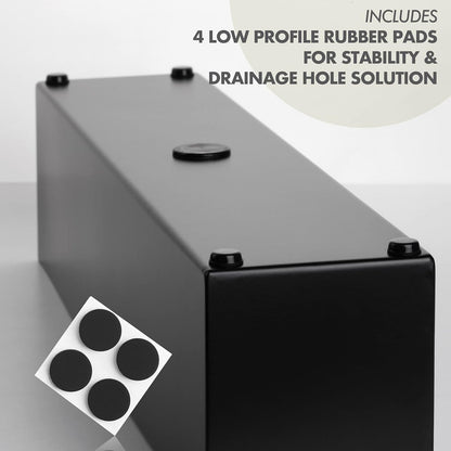 DR&Co Modern Rectangle Planter Box - 32" Metal Planter Ideal for Long Succulent, Rectangular Box for Table or Window Sill, Trough for Indoor Window, Black