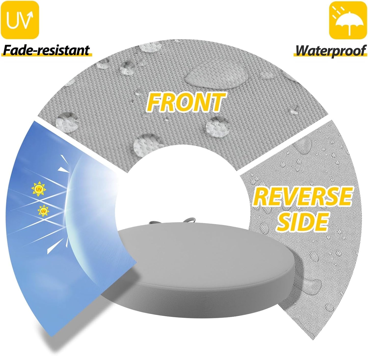 AAAAAcessories Outdoor Seat Cushions for Chairs, Waterproof, Fade-Resistant Patio Furniture Replacement Cushions, 15" x 15" x 2", Set of 2, Gray