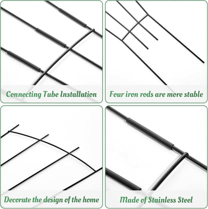 4 Pack 32'' Plant Trellis Indoor - Metal Trellis for Climbing Plants Indoor, Garden Trellis for Climbing Plants Outdoor Houseplants Flowers Vine Ivy, Fan Shape, Black