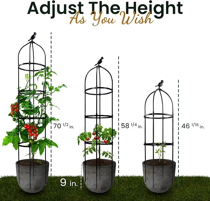 Idzo Plastic Obelisk Trellis for Climbing Plants Outdoor 5.8 Feet Tall, 70in Garden Trellis for Garden Outdoor Potted Plant Support, 1pc, Obelisk Trellises _ Plastic Coated