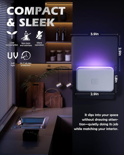 2 Pcs Fruit Fly Traps for Indoors (2 Device+10 Refills) Plug in UV Light Fly Trap for Gnats, Fruit Flies, Flying Insects Sleek Design Indoor Safe