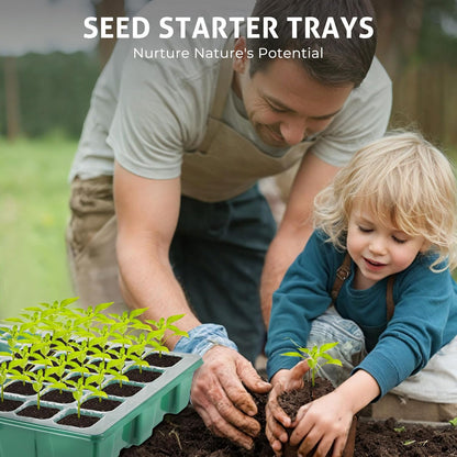 3 Pack Seed Starter Tray with Grow Light, 120 Cells Seeding Starter Kits, Germination Kit, Green House Germination Trays with Smart Timer, Humidity Dome, Garden Tools Labels