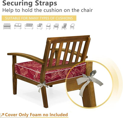 Porch Shield Outdoor Cushion Slipcovers Patio Chair Seat Cushion Covers Set 4 Waterproof Fade Resistant 22 x 20 x 4 inch, Summer Blooming