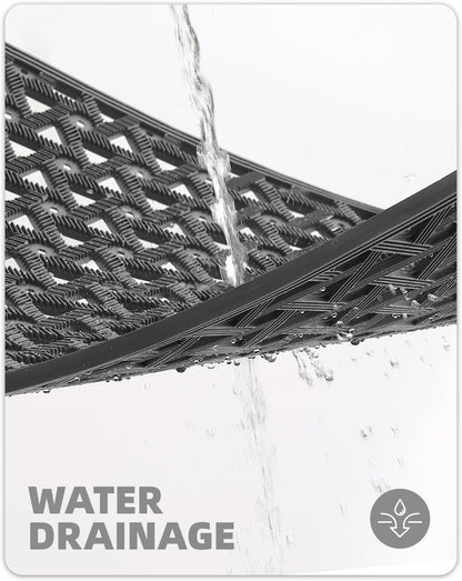 Color&Geometry Door Mat Outside Entrance with Drainage, Rubber Heavy Duty Dirt Trapper Waterproof Outdoor Welcome Mat, Outdoor Mats All Weather for Front Back Door Patio Entryway Entry,19"X30" Grey