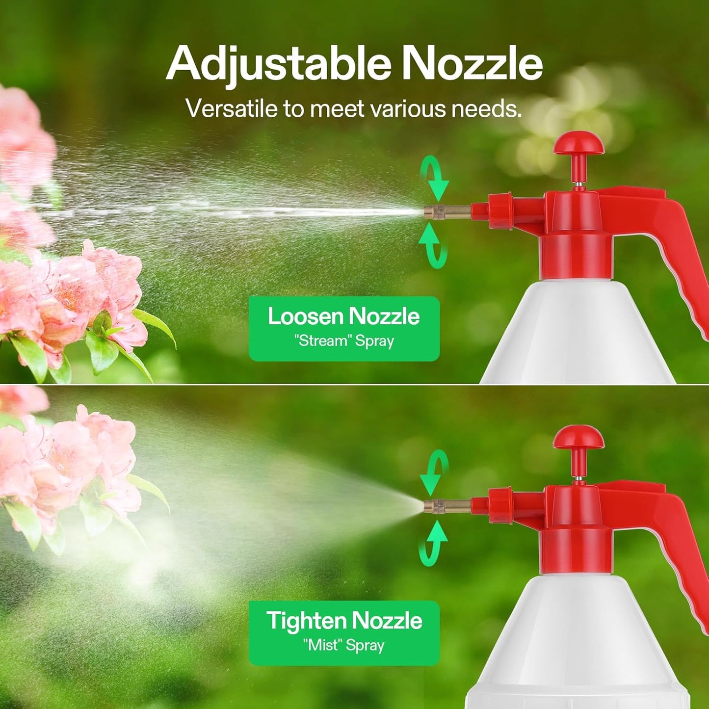 VIVOSUN 50oz Pump Sprayer, Handheld Garden Water Sprayer Bottle with Adjustable Brass Nozzle, for Spraying Plants, Flowers, Weeds and Cleaning, Red