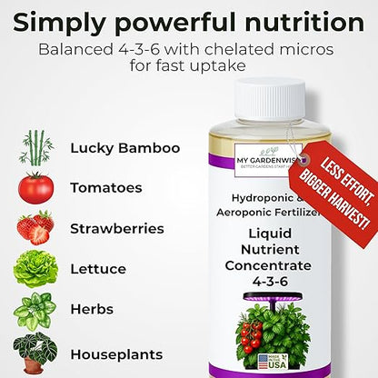 Liquid Plant Food – Hydroponics Nutrients for Indoor House Plants, Tomato, Strawberry, Lucky Bamboo, Lettuce, Vegetable Garden & Herbs – Aero Nutrients Liquid Fertilizer for All Growing Systems (32oz)