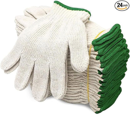 Evridwear Cotton Polyester String Knit Shell Safety Protection Work Gloves for Painter Mechanic Industrial Warehouse Gardening Construction Men & Women 12 Pairs, no Dots, XLarge Size