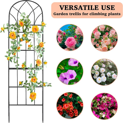 Garden Trellis for Climbing Plants Outdoor, 62"X15" Metal Garden Trellises, Decorative Garden Fencing Flower Trellis with Durable Powder Coating for Vines, Vegetable Support, Black (4, Pattern-B)
