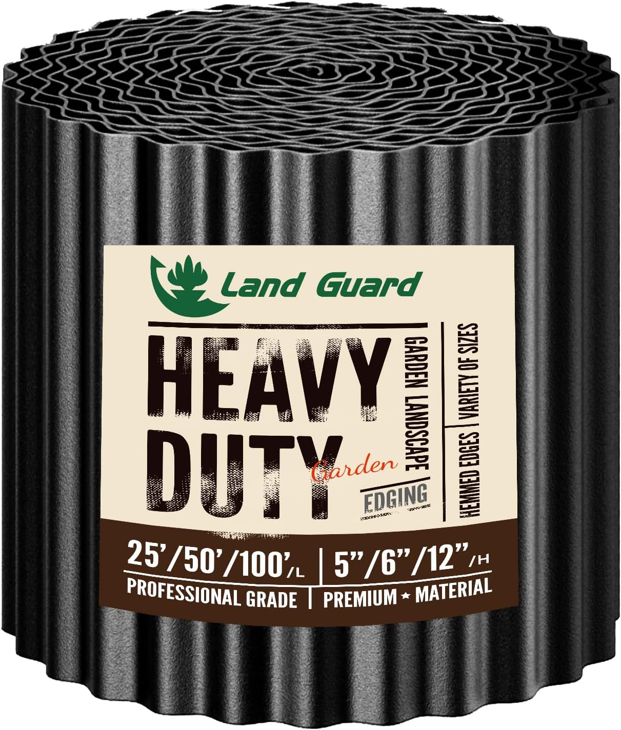Land Guard Corrugated Garden Edging Border, 6"×50' Landscape Paver Edging, Tall Landscape Edging, Fence for Garden, Flower Bed, Lawn and Landscape Edging (Black)