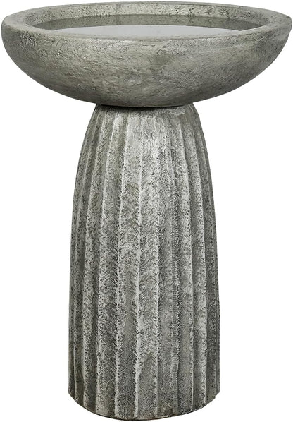 24.4" Tall Outdoor Concrete Bird Bath – Stone-Look Pedestal Birdbath for Garden, Lawn, Yard, and Backyard Décor