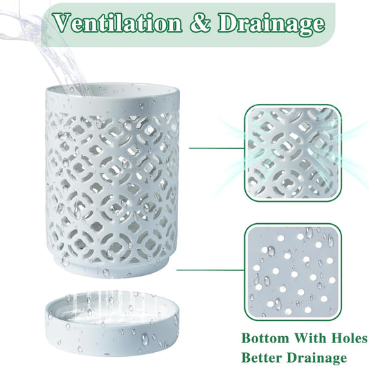 Orchid Pot 4 Inch, Orchid Pots with Holes & Saucers for Repotting, Breathable Slotted Orchid Pots Flower Plant Nursery Pot White