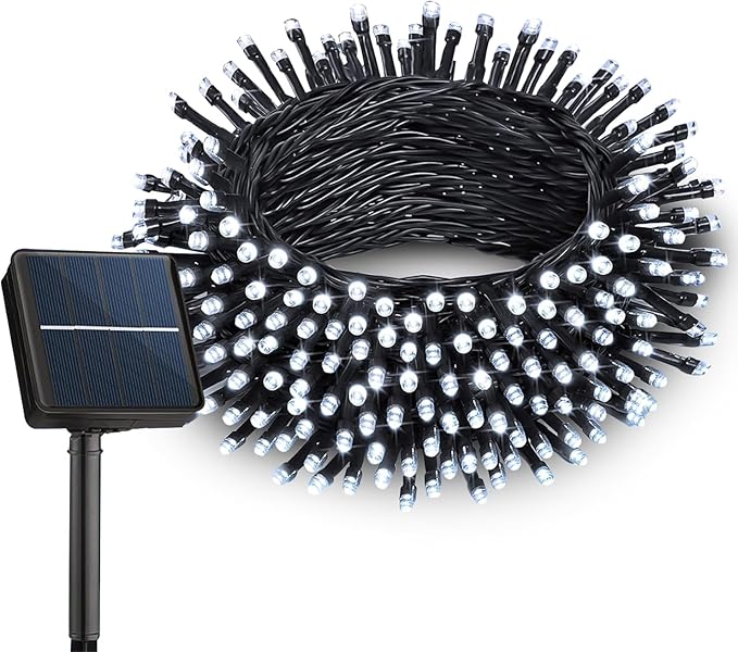 Solar String Lights Outdoor, 200LED 72Ft 8 Modes Outside Lights Solar Christmas Lights Waterproof Starry Fairy Lights Ambiance Lighting for Patio Garden Wedding Party Christmas Decor (White)