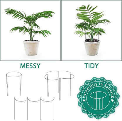 16 Pack 24 inch Plant Support Stakes, Half Round Peony Cage and Support, Adjustable Plant Support Stand with Clips & Twist Tie Garden Stakes for Indoor Outdoor, Heavy Duty Plant Support Ring