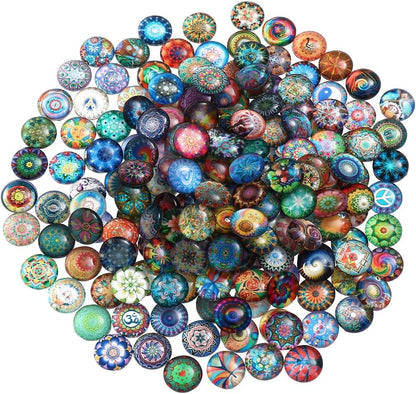 200pcs 12mm Mixed Round Mosaic Tiles for Crafts Glass Mosaic Supplies Flat Marbles,Glass gems for Crafts,Glass Tiles for Jewelry Making