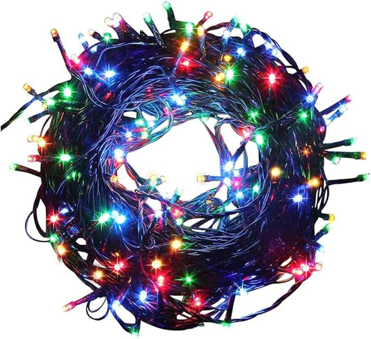 Fairy Lights Outdoor String Lights 33ft 100 LED with Memory Modes Controller, Extendable Christmas Lights Decorations for Wedding, Christmas, Valentine, Patio, Indoor Outdoor (Black Wire - Multicolor)