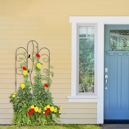 Metal Garden Trellis for Climbing Plants & Roses 61''x 18.5" Plants Support Rustproof Sturdy Leaves Garden Trellis for Vegetables Trellis for Potted Plants Pack of 2 - Black