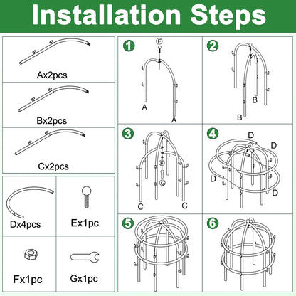 1 Pcs Jardin Bird Cage Plant Support 24" H Large Sturdy Grow-Through Flower Support Peony Cage Climbing Plant Support Trellis Sculptural Garden Decor for Perennial Flowers Vintage Gold