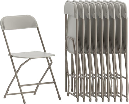 Flash Furniture Hercules Series Plastic Folding Chairs for Parties and Weddings, Stackable Commercial Event Seats, Set of 10, Beige