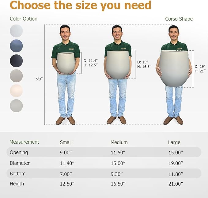 12.5"H x 11.4"D Corso Fiberstone Round Tapered Planter with Drainage Hole, Smooth Finishes, Weather Resistant for Indoor and Outdoor Use, Included 2 Extra Coco Mats (Taupe, 9" Pot Opening)