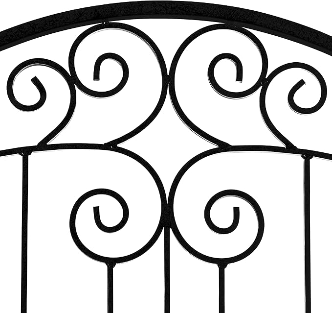 H Potter Garden Black Trellis for Climbing Plants Vertical Wrought Iron Panels Metal Scroll Wall Trellises Large 8 Foot Decorative Screen (Large Black)