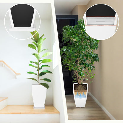 21" Tall Outdoor Planters Set of 2,Front Porch Planter Pots with Drainage Design Holes for Patio, Porch, Garden, Indoor,White