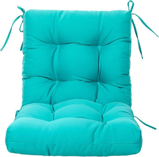 ARTPLAN All Weather Chair Outdoor Cushions Wicker Tufted Pillow with Back for Outdoor Furniture,Teal