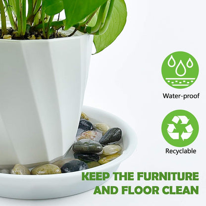 3 Pack Plant Saucer Heavy Duty Sturdy Drip Trays for Indoor and Outdoor (16 Inch, White)