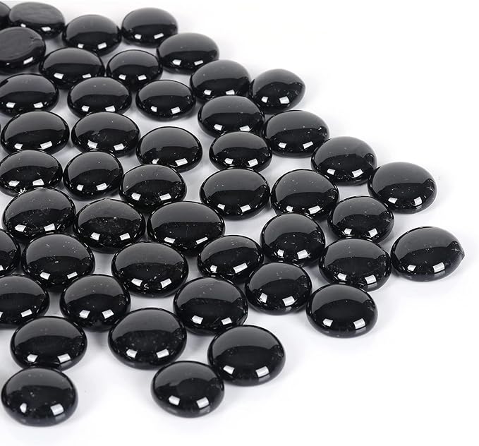 11LB Fire Glass Beads Flat Glass Marbles for Outdoor Fire Pit and Fireplace, Glass Gemstones for Vase Filler, Aquariums, Hydroponics Plants, Home Decor and Christmas DIY Craft, Black