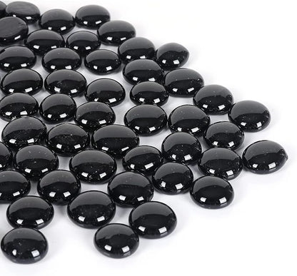 11LB Fire Glass Beads Flat Glass Marbles for Outdoor Fire Pit and Fireplace, Glass Gemstones for Vase Filler, Aquariums, Hydroponics Plants, Home Decor and Christmas DIY Craft, Black