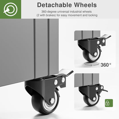 Casaphoria Metal Raised Garden Bed with Trellis and Wheels, 72"x35"x16" Planter Box for Climbing Plants, Vegetables & Vines, Features Drainage Holes and Privacy Screen (Gray-Square)