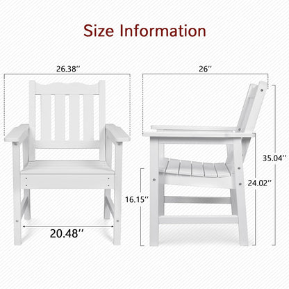 Stoog Oversized Patio Chair, All-Weather Outdoor Chairs with Curved Backrest, 400 lbs Support Patio Dining Chair, for Backyard, Garden, Porch, Deck and Balcony, White