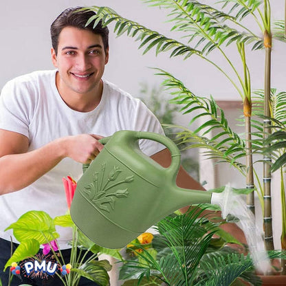 PMU 2 Gallon Watering Can - Garden Watering Can for Indoor & Outdoor Plants - Plastic Water Can with Detachable Sprinkler Head - Large Water Pot, Made in USA - Sage Green Pkg/6