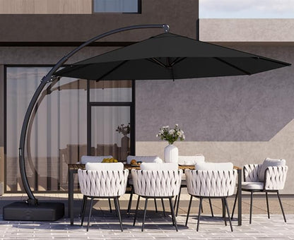 Kingdura 11ft Cantilever Patio Umbrella with Base Included, Large Round Offset Outdoor Pool Umbrella, 360° Rotation & Infinite Tilt, Heavy Duty Aluminum Frame for Deck Backyard, Black