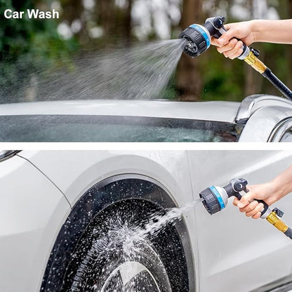 FANHAO Heavy Duty Garden Hose Nozzle, Metal Water Hose Sprayer with 10 Spray Patterns, Thumb Control, On Off Valve, High Pressure Water Nozzle for Plants Watering, Car and Pet Washing, Blue