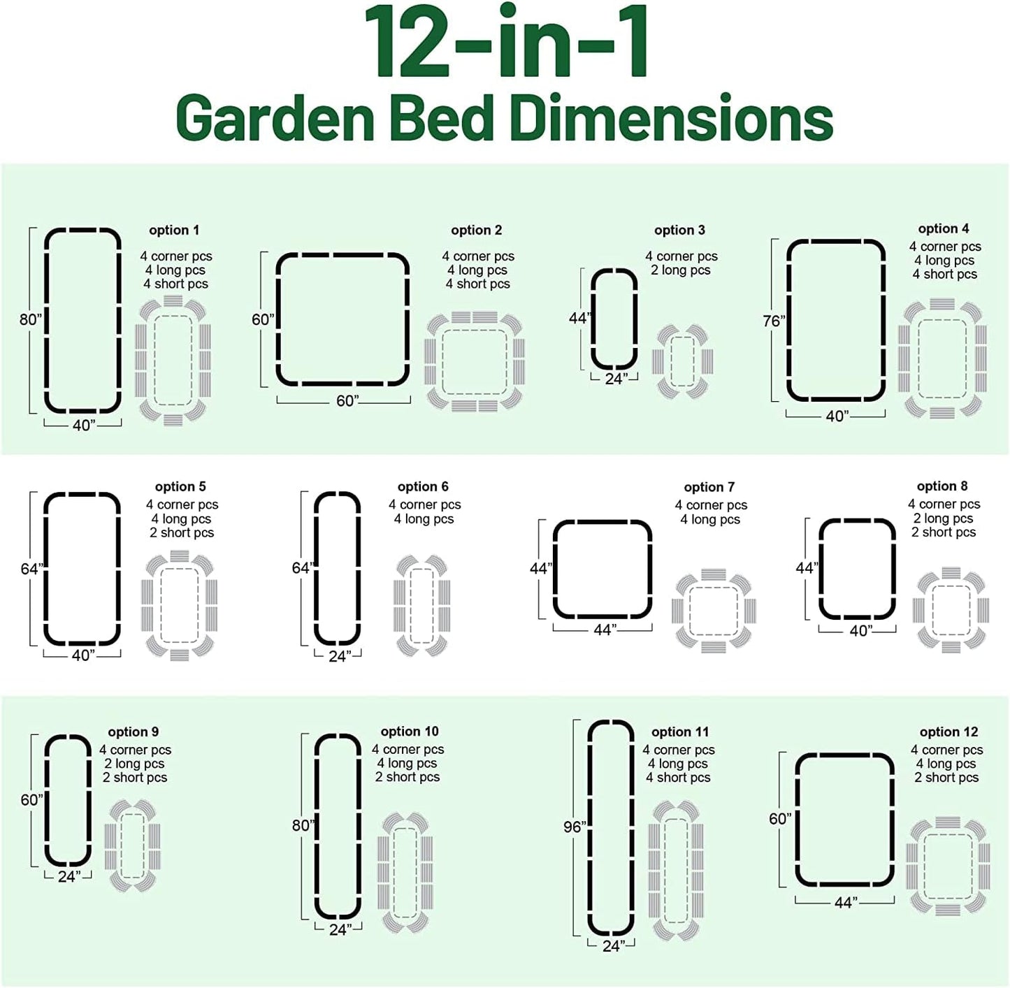 Olle Metal Raised Garden Bed Easy Quick Setup Metal Garden Bed 32" Tall, 12-in-1 for Growing Flowers Herbs DIY Gardening, Sage Green 32" Tall