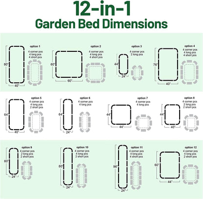 Olle Galvanized Raised Garden Beds 32" Tall Metal Plant Boxes for Outdoor Vegetables, 12-in-1 Garden Bed, Cobalt Blue