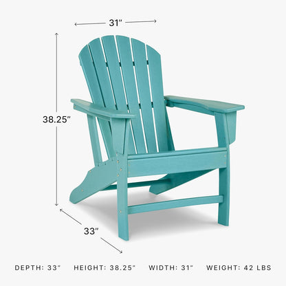 Signature Design by Ashley Sundown Treasure Outdoor Patio HDPE Weather Resistant Adirondack Chair, Blue