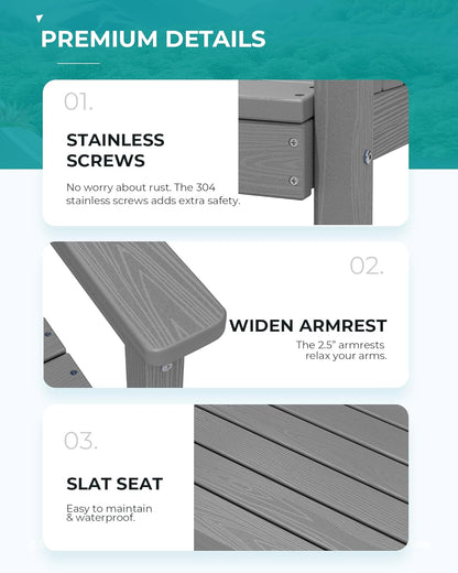 SERWALL Patio Dining Table and Bench Set for 6, Gray