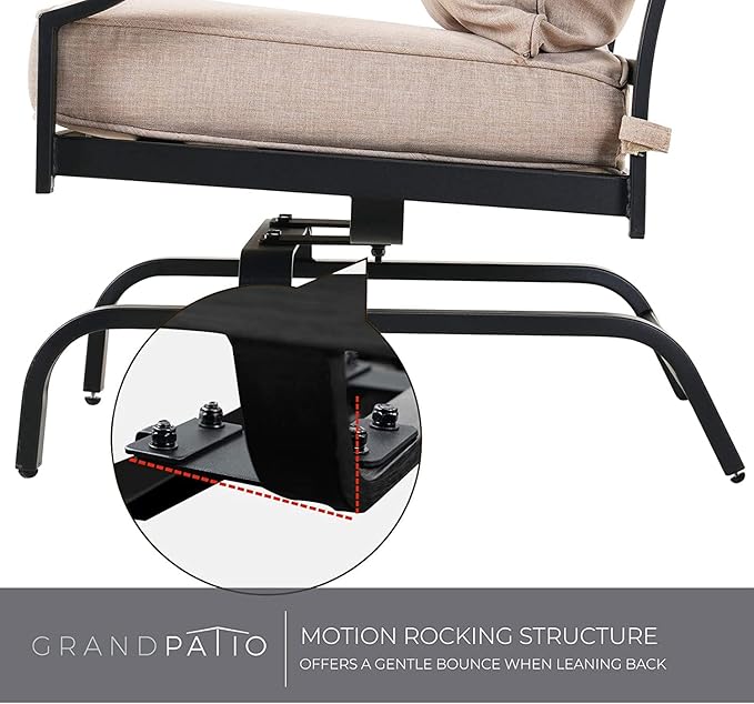 Grand Patio Outdoor Rocking Chairs - Motion Chairs Set of 2, Patio Seating with Olefin Cushions, Beige