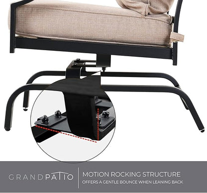 Grand Patio Outdoor Rocking Chairs - Motion Chairs Set of 2, Patio Seating with Olefin Cushions, Beige