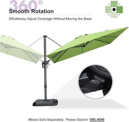 PURPLE LEAF 9 Feet Patio Umbrella Outdoor Cantilever Square Umbrella Aluminum Offset Umbrella with 360-degree Rotation for Garden Deck Pool Patio Apple Green