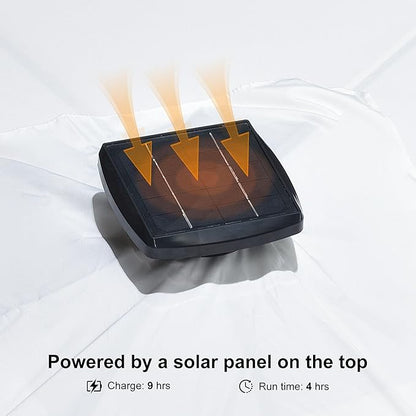 PURPLE LEAF 10 Feet Patio Umbrella Outdoor Cantilever Solar Powered LED Swivel Square Umbrella Aluminum Offset Umbrella with 360-degree Rotation for Garden Deck Pool Patio White