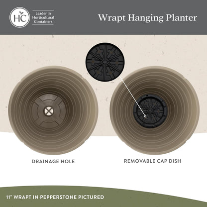 The HC Companies Wrapt Hanging Planters - Lightweight Plant Pot Hanger for Hanging Plants, Vegetables & Herbs - Outdoor & Indoor Hanging Basket for Plants (13" Black, Pack of 2)