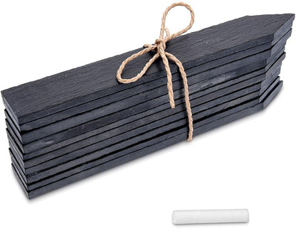 Navaris Slate Garden Labels - 10 Natural Slate Plant Labels for Outdoor Plants, Plant Name Sticks, Herb Labels for Garden - Greenhouse Accessories