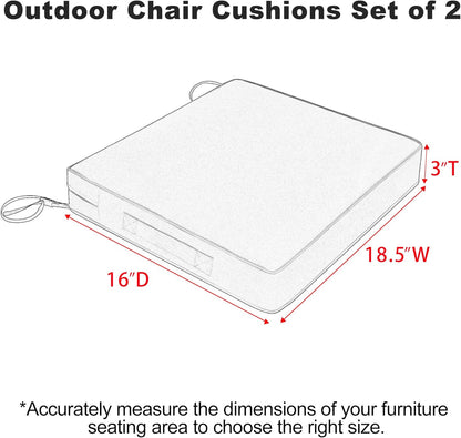 Favoyard Patio Chair Cushions 18.5 x 16 x 3 Inch Waterproof Outdoor Seat Cushions for Patio Furniture 3-Year Color Fastness Garden Sofa Couch Pads with Handle & Adjustable Straps Set of 2, Blue
