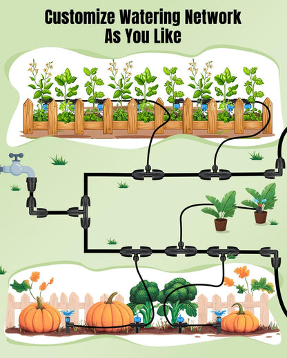 Pawfly 12 Pcs 1/2'' to 1/4'' Barbed Tee Quick Connectors, Drip Irrigation Tee Connectors with Anti-Drop Locked Nuts, Push-to-Fit Drip Irrigation Fittings Parts for Garden Lawn, 3-Way Reducing Tees