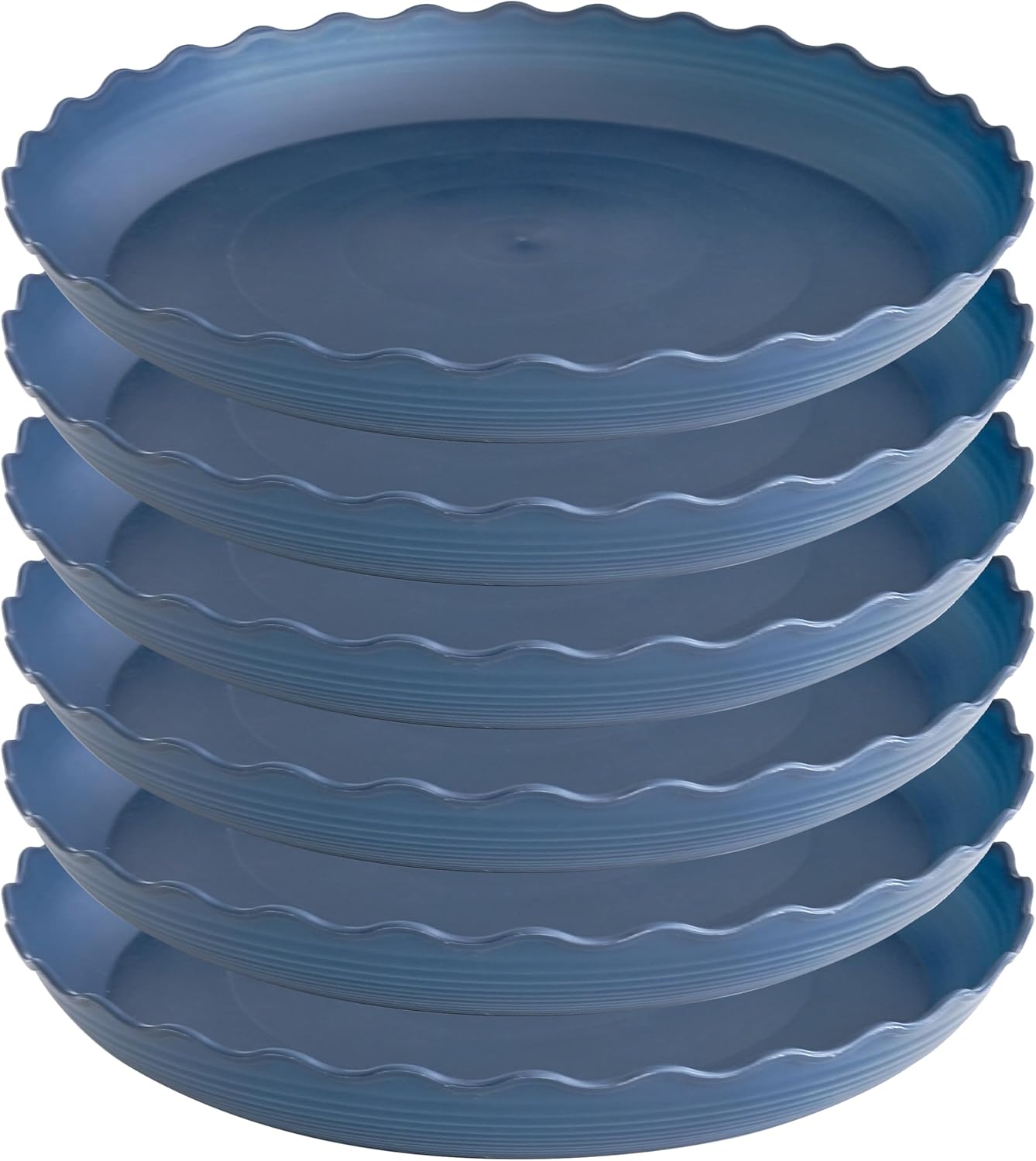 6 Pack Plant Saucer 10 inch, Heavy Duty Plastic Plant Saucers, Durable Plant Tray for Pots, Flower Saucers for Indoors, Plant Pot Saucers, Trays for Planter (Blue)